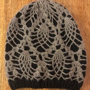 Black and Mauve with Gold Glitter Knit Beanie